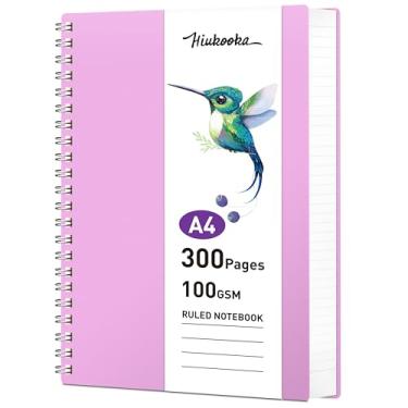 Imagem de HIUKOOKA Caderno espiral A4 – Cadernos pautados universitários para trabalho, caderno de 300 páginas 8,5 x 11 polegadas, caderno de capa dura 100 g/m², diário para escrita feminina, anotações (roxo)