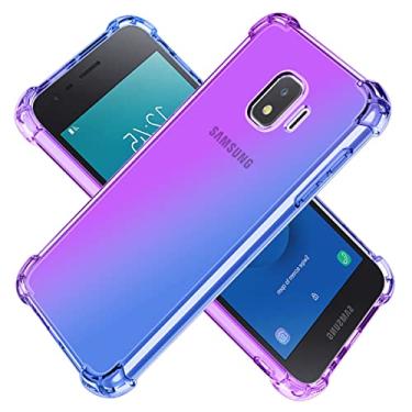 Imagem de KOARWVC Capa para Galaxy J2 Core/J2 2019/J2 Pure/J2 Dash/J2 Shine SM-J260F, capa transparente gradiente fina TPU à prova de choque capa protetora para celular para Samsung Galaxy J2 Core (roxo/azul)