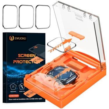 Imagem de EWUONU Pacote com 3 películas protetoras de tela para Apple Watch Series 9 de 41 mm, série 8/7, [Kit de alinhamento automático] Capa completa 3D à prova d'água, sem bolhas, antiarranhões, película