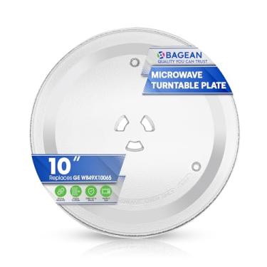 Imagem de Placa de substituição de micro-ondas de 25,4 cm serve para WB49X10065 GE Placa giratória de micro-ondas - Bandeja giratória de placa de vidro para micro-ondas de substituição exata - Prato de forno