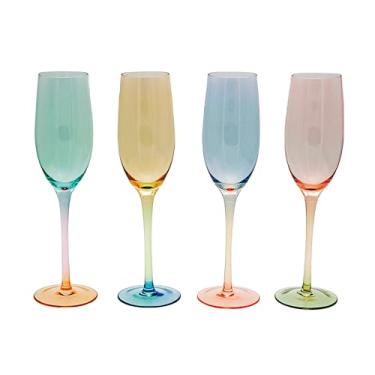 Imagem de Jogo de 4 Taças para Champanhe em Vidro 200Ml A25Cm Colorido Fracalanza - Full Fit