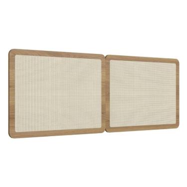 Imagem de Cabeceira Painel Casal Oslo Artesano 160 cm (largura) MDP Hanover e Tela Sintética (Palhinha) Bege