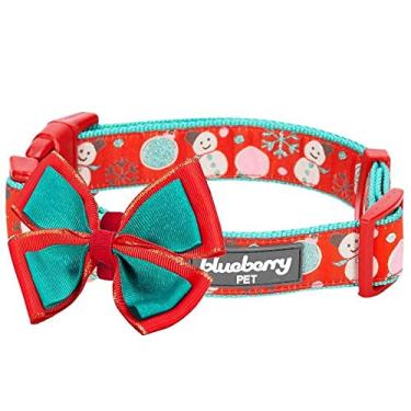 Imagem de Blueberry Pet 4 padrões de Natal Moments of Excitement Boneco de neve Fazendo Designer Gravata borboleta ajustável Coleira para cachorro, grande, pescoço 45,72 cm-66,04 cm