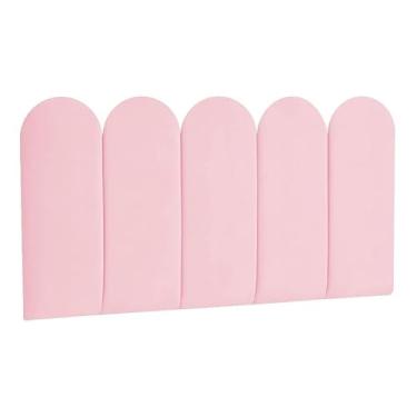 Imagem de Cabeceiro Modulada Estofada Para Cama Box Modelo Cerquinha Nuvem (Rosa Claro, Solteiro Em L)