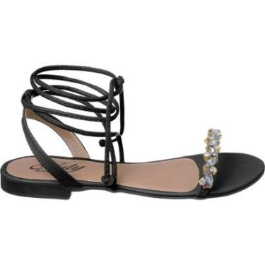 Imagem de Sandália De Amarrar Feminina Rasteirinha Pedraria Amarração-Feminino