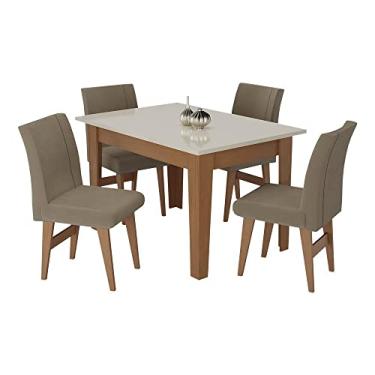 Imagem de Conjunto Mesa de Jantar 120 cm com 4 Cadeiras Tokio Multimóveis Ex1004 Madeirado/off White/mascavo