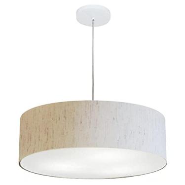 Imagem de Lustre Pendente Cilíndrico Cúpula Tecido 55x15 cm, Vivare Iluminação, Pendente4218 LLA-35, Linho Bege, Médio