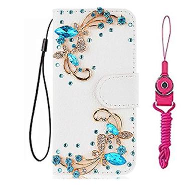 Imagem de Capa para Apple iPhone 14 Pro, carteira de couro brilhante feita à mão e alça de pescoço [suporte] [fecho magnético] para Apple iPhone 14 Pro capa de telefone (tamanho 26)