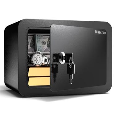 Imagem de Marcree Seguro para filhotes, cofre pequeno com chave, mini cofre doméstico para dinheiro, moedas e dinheiro, cofre de segurança para crianças, cofre de segurança para itens pessoais, preto, 16,69 x