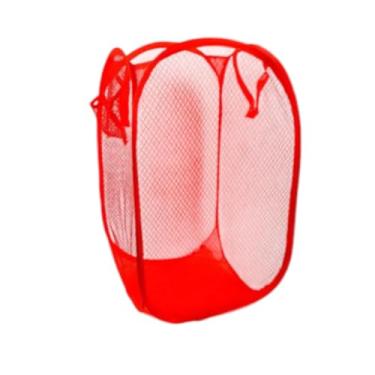 Imagem de Cesto Organizador Roupa Brinquedos Infantil Telado Dobravel Coloridos (VERMELHO)