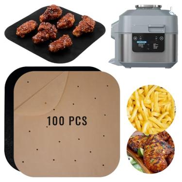 Imagem de Papel manteiga Air Fryer compatível com Ninja Speedi Airfryer, folhas de forro de papel quadrado pré-cortadas para SF301 Speedy Rapid Cooker e fritadeira a ar, capacidade de 6 litros, folhas