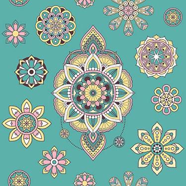 Imagem de Papel de Parede Infanto Juvenil, Mandala, Verde, 1000x52 cm, Bobinex Uau