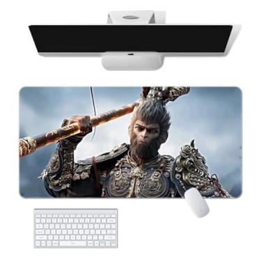 Imagem de dudoct Game Black Myth: Mouse Pad Wukong Tapete de mouse de borracha antiderrapante Cool Monkey Desktop (003, 36 x 16 polegadas)