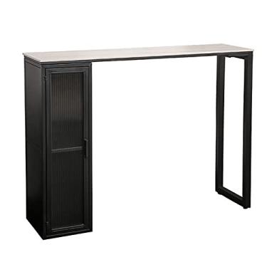 Imagem de KIZQYN Mesa de bar para casa mesa de bar estreita cadeira alta armazenamento ferro forjado sala de estar armazenamento de cozinha armário de vinho mesa de bar integrado conjunto de mesa pub (tamanho: 160 * 40 * 105cm)