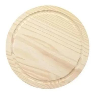 Imagem de Tabua De Pizza Carne Queijo E Frios 35 Cm Redonda Madeira - MV Utilida