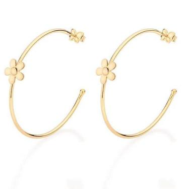 Imagem de Brincos banhado ouro 3x 24k 18k e 22k femininos meia argola com flores
