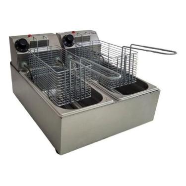 Imagem de Fritadeira Industrial Gg Inox 6 L Aço Inoxidável 2 Cubas, 220V