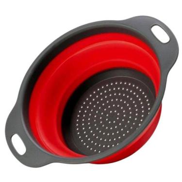 Imagem de Escorredor Alimentos e Utensílios Cozinha Retrátil Silicone Vermelho -