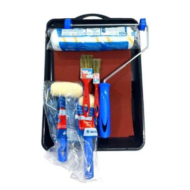 Imagem de Kit De Pintura Para Paredes Cantos Rodapés De 12 Peças Lixas Pinceis S