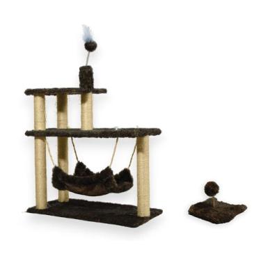 Imagem de Arranhador para Gatos Sisal Plataforma 3 Andares com Brinquedo Mola Ma