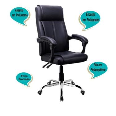 Imagem de Cadeira Reclinavel Presidente Giratória Luxo Preta - Reimex, Preto