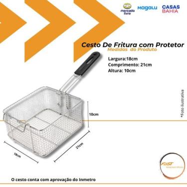Imagem de Cesto De Fritura 21 X 18 X 10 Cabo Com Protetor + Nfe - FAST MÁQUINAS 