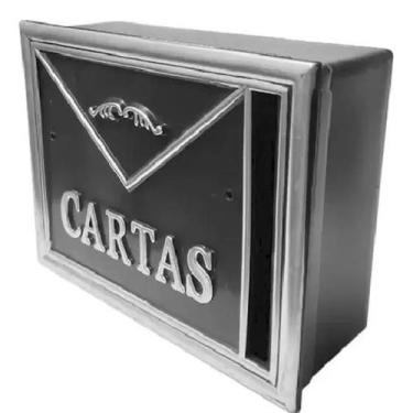 Imagem de Caixa De Correio Plástica Preta e Prata Entrada Vertical Com Suporte p