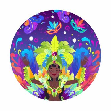 Imagem de Painel de Lona Redondo Carnaval Samba Colorido Mulher Máscaras1x1m - F