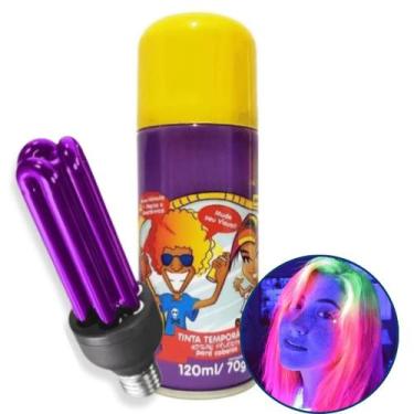 Imagem de Lâmpada UV Luz Negra Com tinta Spray Cabelo Amarelo Neon - Luatek, 110