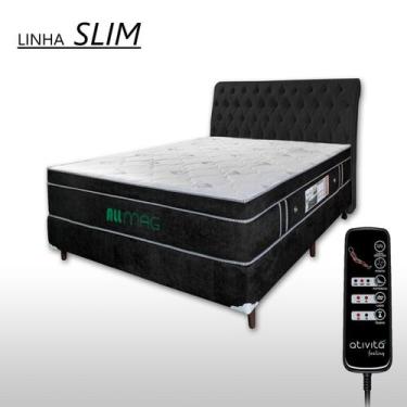 Imagem de Colchão Com Massageador Casal Completo + Base box + Cabeceira ALLMAG, 