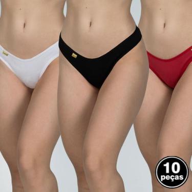 Imagem de Kit 10 Calcinhas Tanga Fio Lisa Conforto Moda Íntima Lingerie - WLS Mo