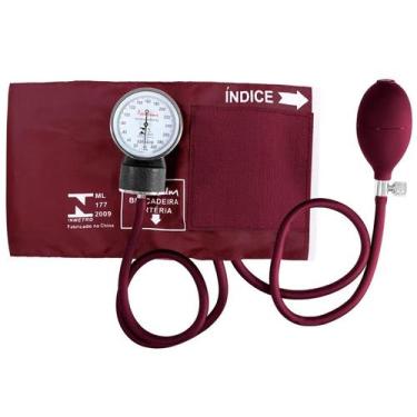 Imagem de Aparelho De Pressão Arterial Manual Esfigmomanômetro Premium Cor Vinho
