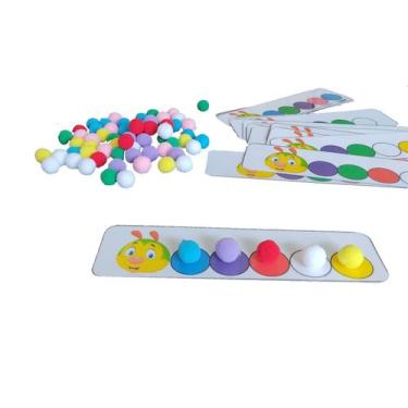 Imagem de Brinquedo De Cores Lagarta Pareamento De Cores COORDENAÇÃO MOTORA FINA