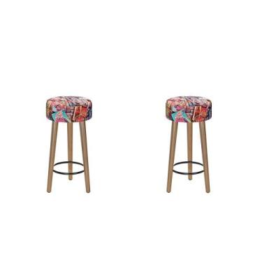 Imagem de Conjunto 2 Bancos Banqueta Paris Pés Palito Suede Retrô Salaone