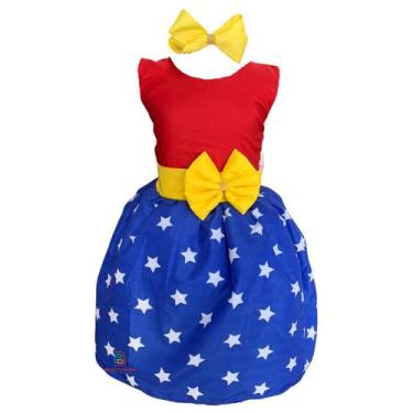 Imagem de Vestido Infantil Temático Mulher Maravilha Poderosa Temático  - Pequen
