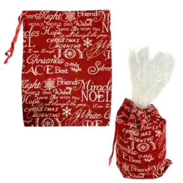 Imagem de 10 Sacos Para Embalar Presente De Natal Vermelho Natalina - Master