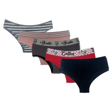 Imagem de Kit com 5 Calcinhas Conforto Algodão Penteado - Click Mais Bonita, G