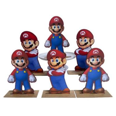 Imagem de Kit Display de Mesa 6 Peças Para Festa Mario Bros MDF - Juju Brasil