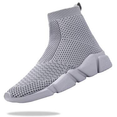 Imagem de Tênis de corrida esportivo unissex, respirável, leve, para meninos e meninas da Santiro (criança pequena/criança grande), High Tops-grey, 2 Little Kid