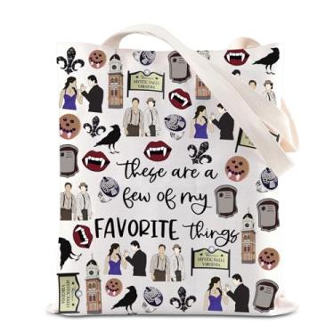 Imagem de ENSIANTH Sacola inspirada na BTVS TVD Buffy Lover Gift Vampire Slayer Bolsa de compras Vampire TV Show Fan Gift, Bolsa Vampire Thing, 15.35 inches (height) x 13.38 inches (width) x 1.5 inches (depth)