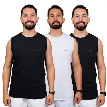 Imagem de 03 Camiseta Regata Masculina Cavada Canelada Camisa de Academia Treino