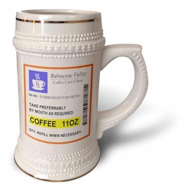 Imagem de 3dRose Medicamento engraçado de café. Cafeína receitada humorística. Medicamento para piada - Caneca de Stein, 530 ml, 640 ml, Branco