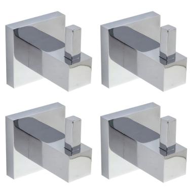 Imagem de Cabide Gancho Kit Com 4 Vogue Luxo Inox Cromado Porta Toalha