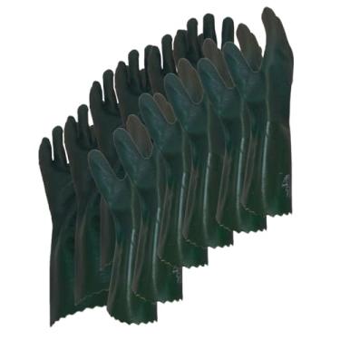 Imagem de Kit 6 Luva De Segurança Verde Pvc Áspera Forrada Cano Longo 36cm