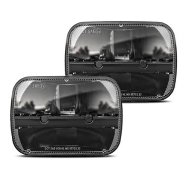 Imagem de BICYACO 1 par de faróis retangulares de 12,7 x 17,8 cm de LED, farol alto e baixo, para Jeep Wrangler YJ Cherokee XJ Caminhões de substituição H6054 H5054 H6054LL 69822 6052 6053 (2 peças)