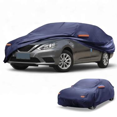 Imagem de Partuto 1 peça capa universal para carro à prova d'água para todos os climas, automotiva, externa, anti-UV, proteção contra chuva 190T-PU, azul marinho, adequada para sedã, comprimento de 490 a 528 cm