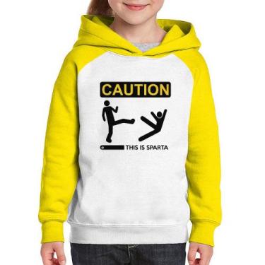 Imagem de Moletom Infantil This is Sparta - Foca na Moda, Branco, Amarelo, 10
