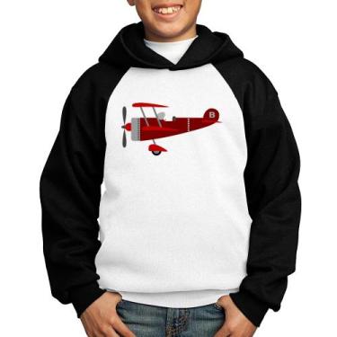 Imagem de Moletom Infantil Avião Biplano - Foca na Moda, Branco, Preto, 6