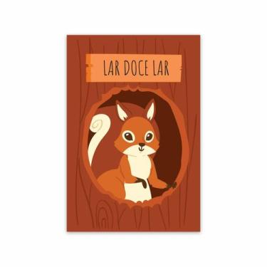 Imagem de Placa Decorativa Infantil Esquilo Frase Lar Doce Lar 30x40cm - Quartin