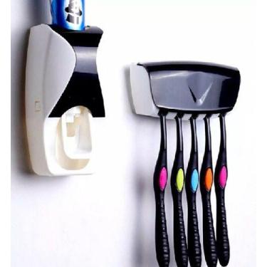 Imagem de Suporte Dispenser De Pasta De Dente Automático Porta Escova - Mr Venda